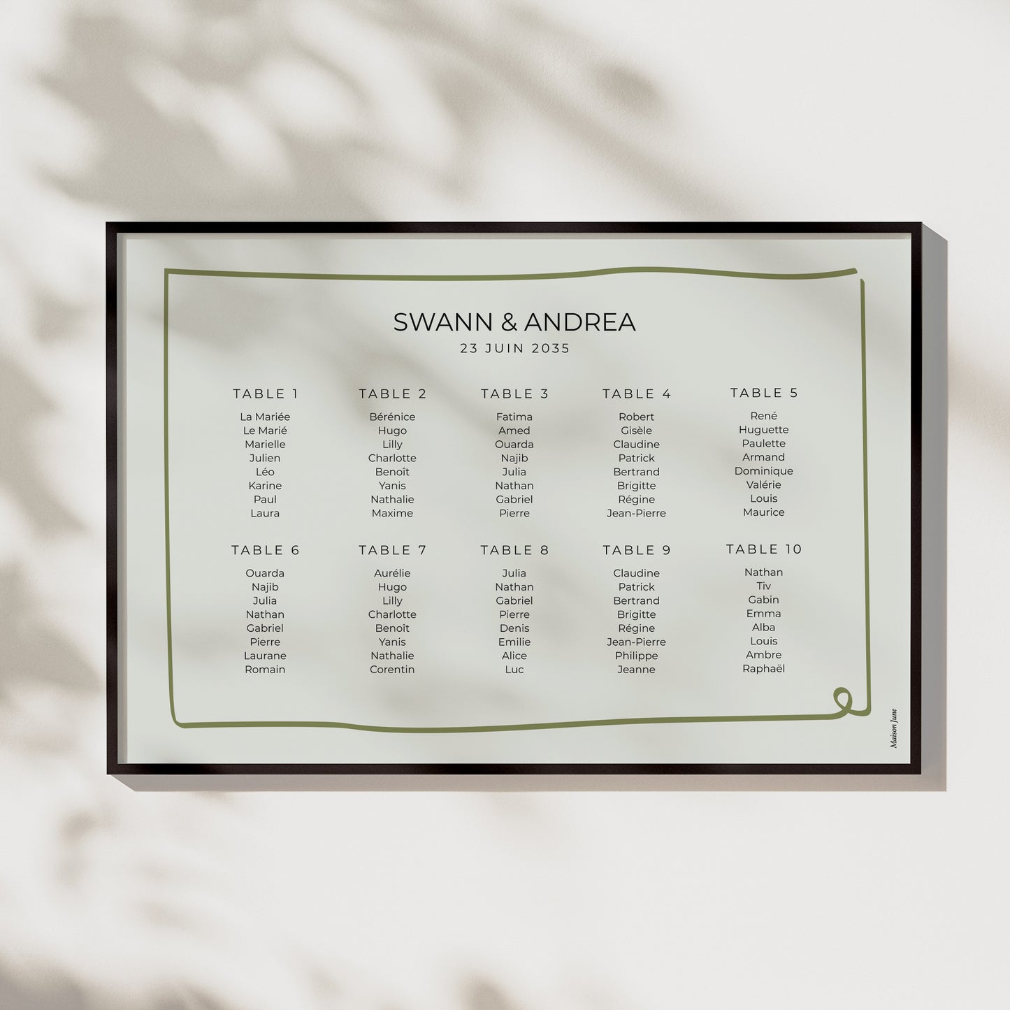 Plan de table Mariage Paysage 90 x 60 cm All Green photo N° 1