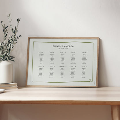 Plan de table Mariage Paysage 90 x 60 cm All Green photo N° 2
