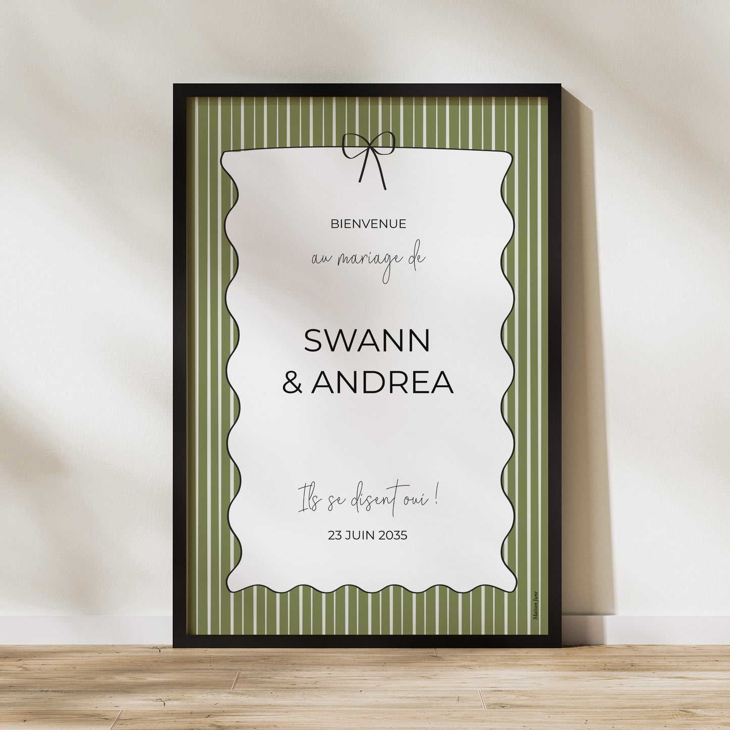 Panneau bienvenue Mariage Portrait 60 x 90 cm All Green photo N° 1