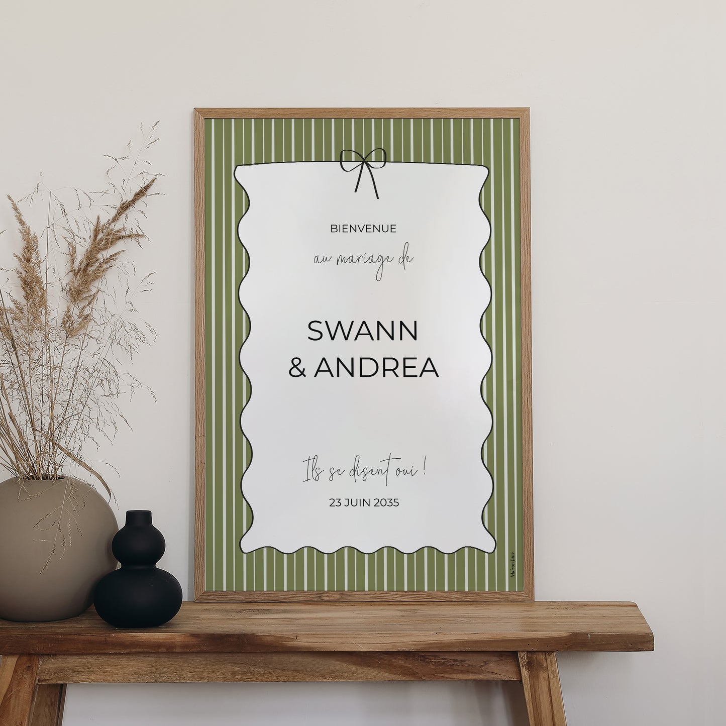 Panneau bienvenue Mariage Portrait 60 x 90 cm All Green photo N° 2