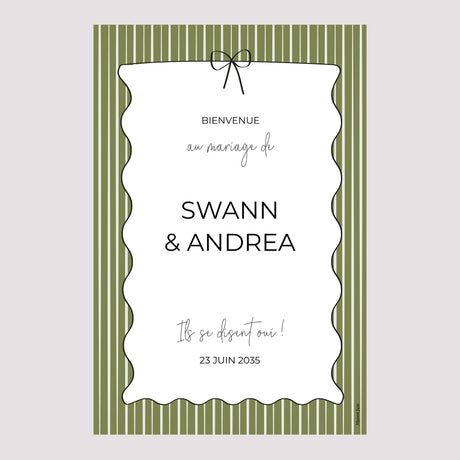 Panneau bienvenue Mariage Portrait 60 x 90 cm All Green
