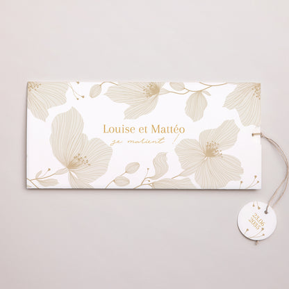 Faire-part Mariage Pochette 2 cartes, étiquette Linéa d’Or photo N° 1