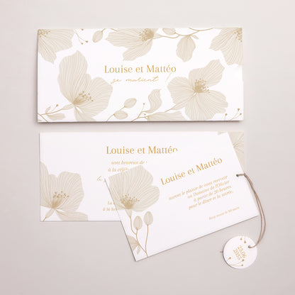 Faire-part Mariage Pochette 2 cartes, étiquette Linéa d’Or photo N° 3