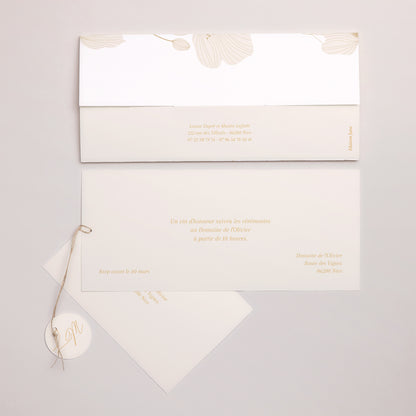 Faire-part Mariage Pochette 2 cartes, étiquette Linéa d’Or photo N° 4