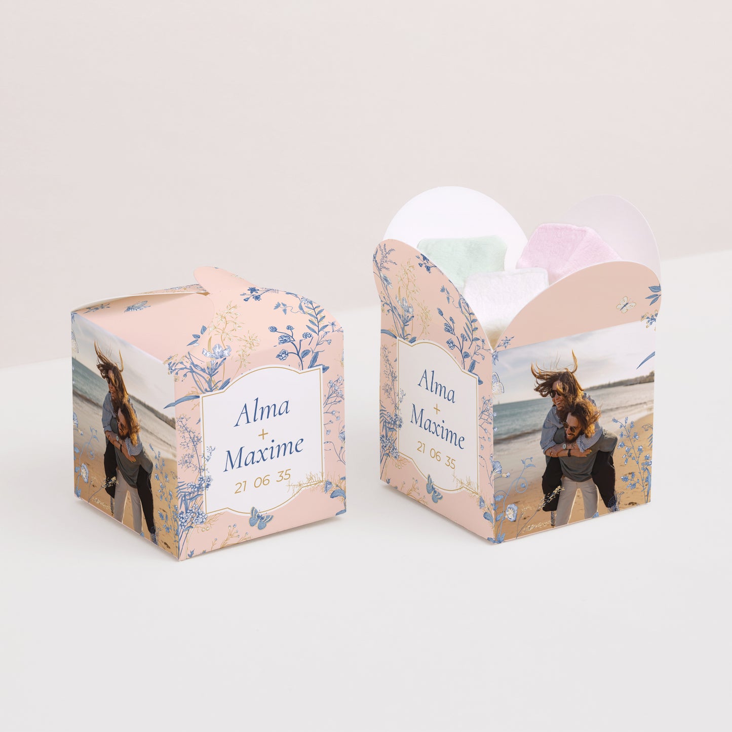 Boîte à dragées Mariage Ouverture papillon Herbes Folles photo N° 2