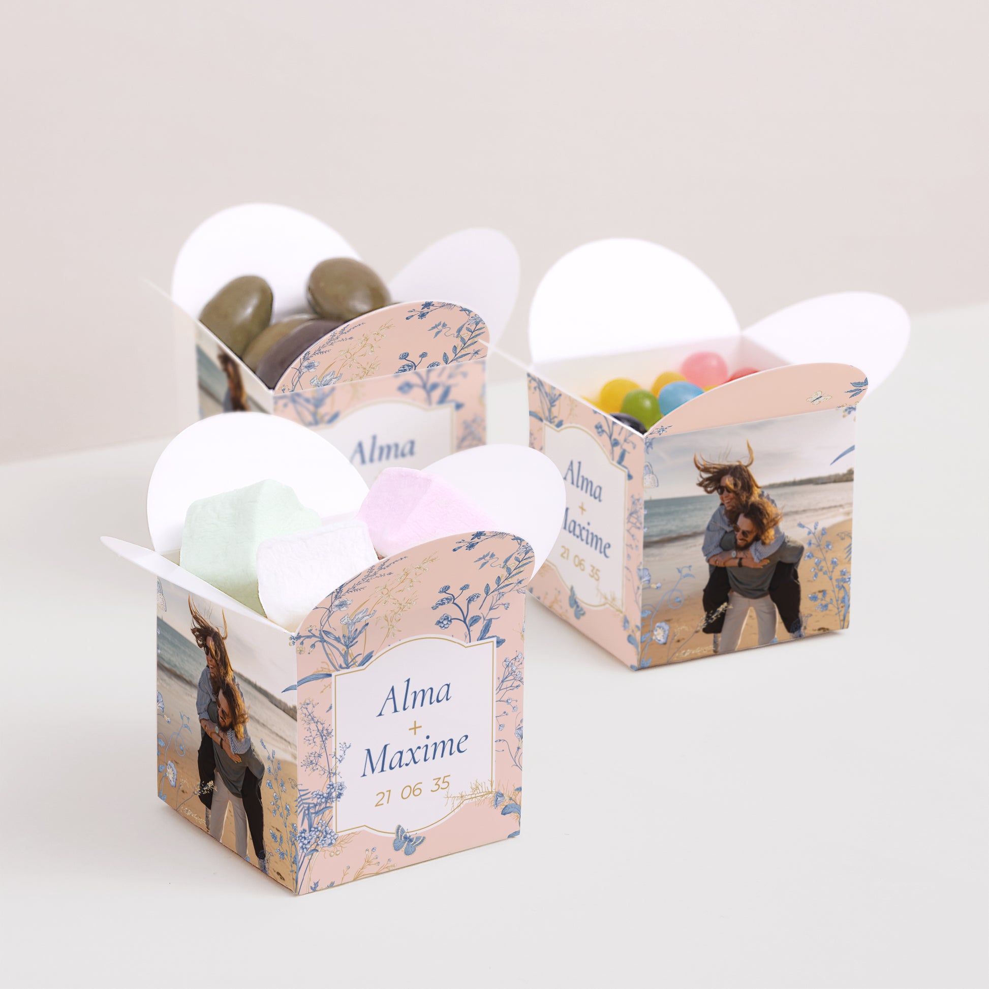 Boîte à dragées Mariage Ouverture papillon Herbes Folles photo N° 3