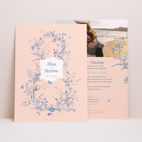 Faire-part Mariage Grand format rectangle Herbes Folles photo