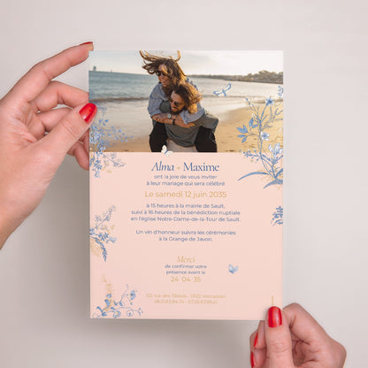 Faire-part Mariage Grand format rectangle Herbes Folles photo N° 3