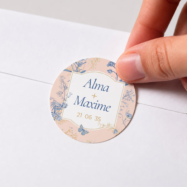 Sticker Mariage Rond Herbes Folles photo