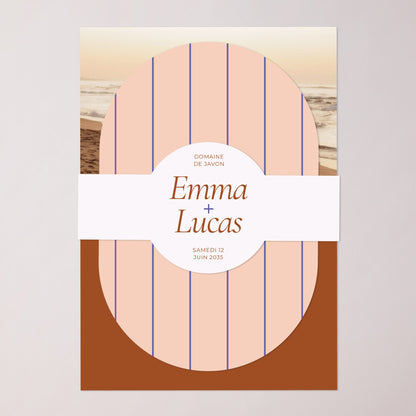 Faire-part Mariage bandeau, 2 cartes Linea Minima photo N° 1