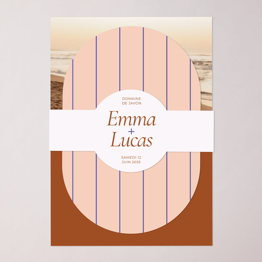 Faire-part Mariage bandeau, 2 cartes Linea Minima photo