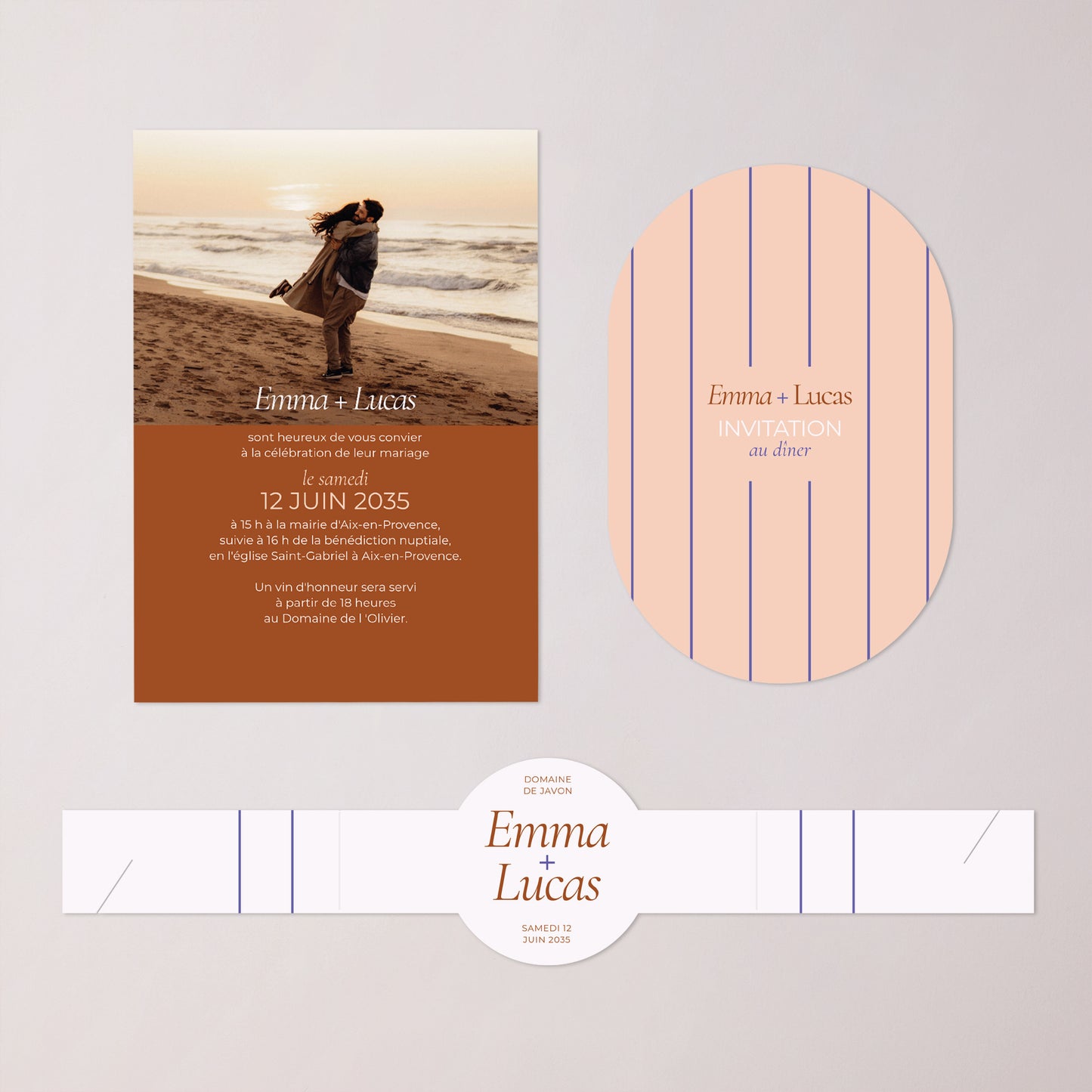Faire-part Mariage bandeau, 2 cartes Linea Minima photo N° 3