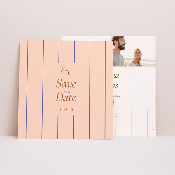 Save the date Mariage Carré Linea Minima photo