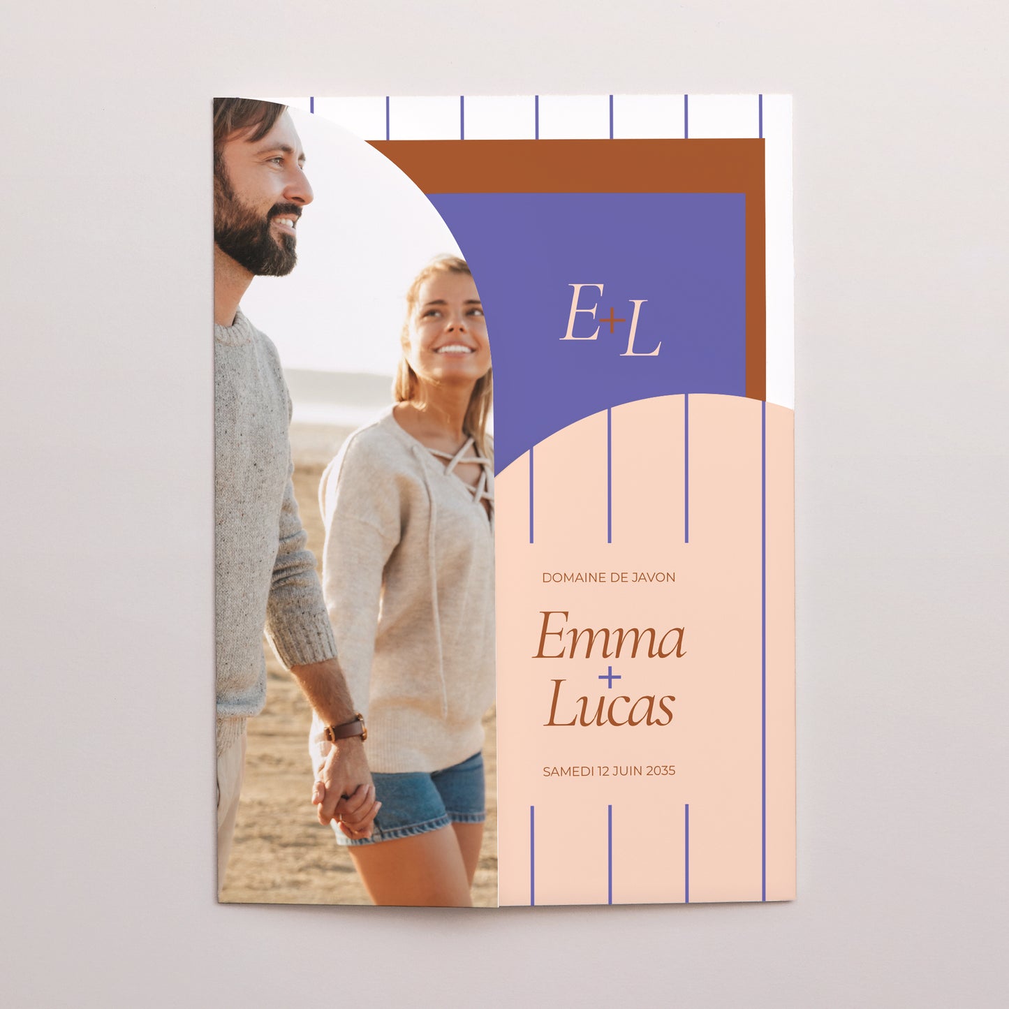 Faire-part Mariage Pochette 2 cartes Linea Minima photo N° 2