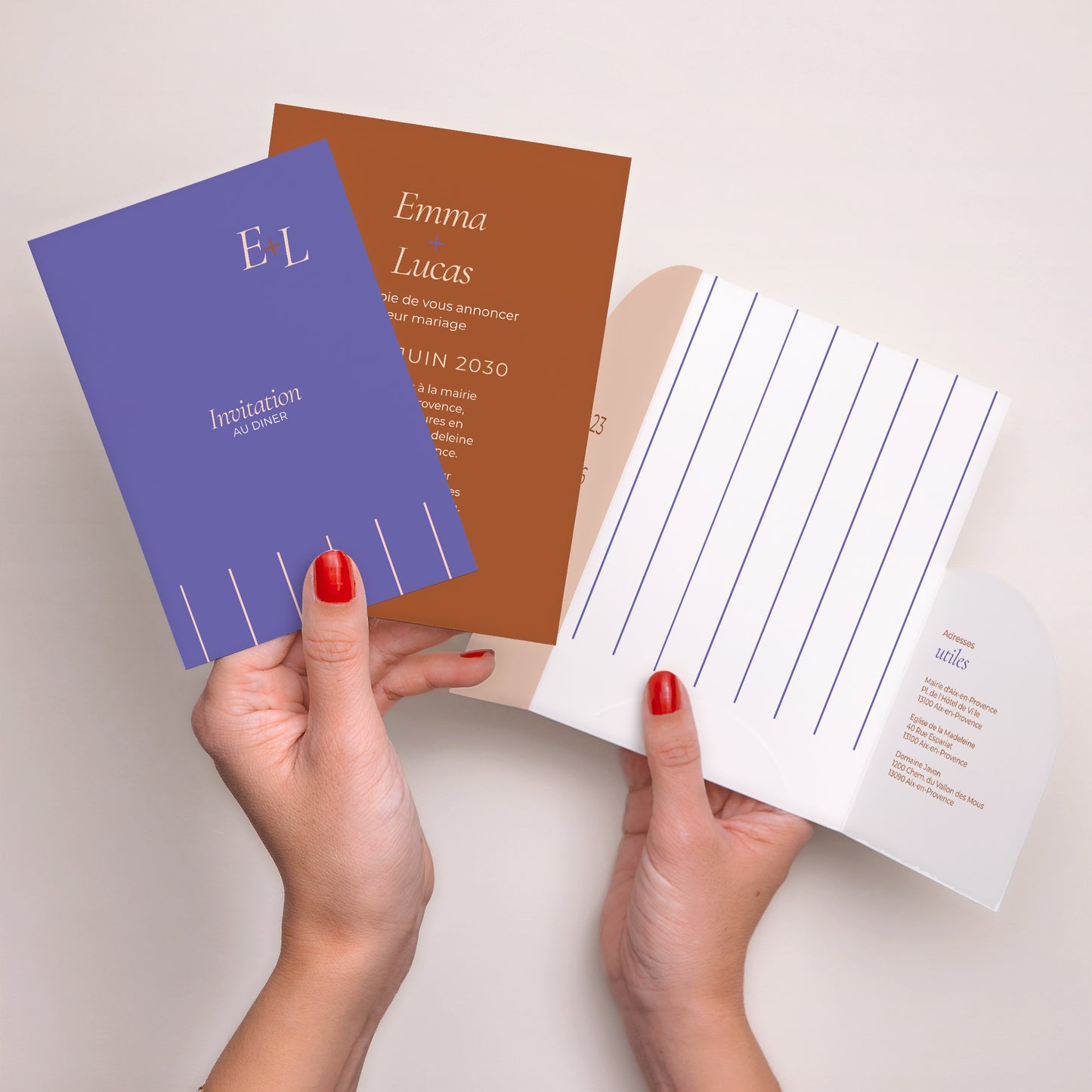 Faire-part Mariage Pochette 2 cartes Linea Minima photo N° 4