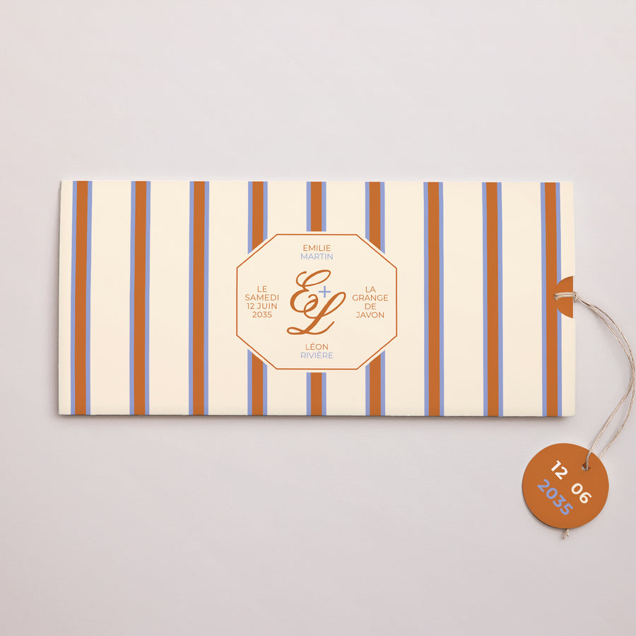 Faire-part Mariage Pochette 2 cartes, étiquette Quiet Elegance photo