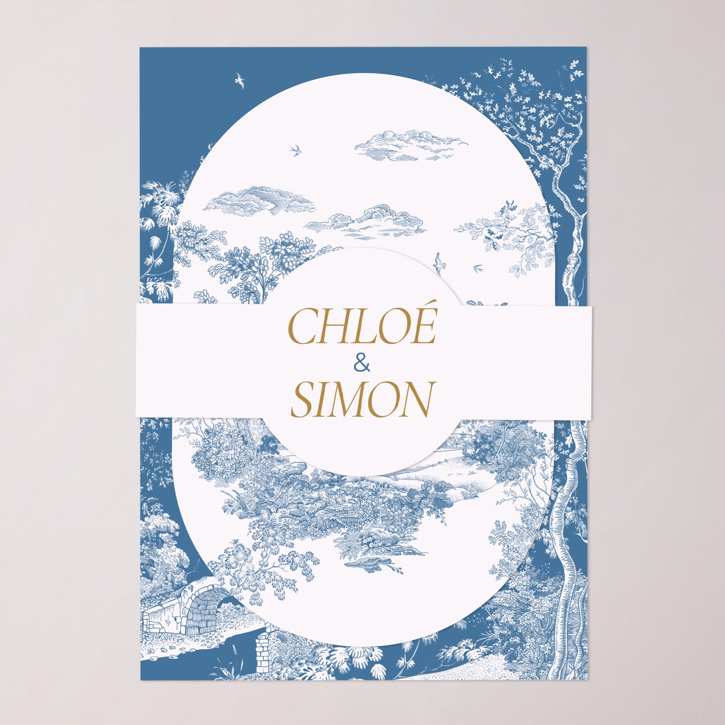 Faire-part Mariage bandeau, 2 cartes Les jardins bleus photo N° 1