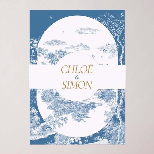Faire-part Mariage bandeau, 2 cartes Les Jardins Bleus photo