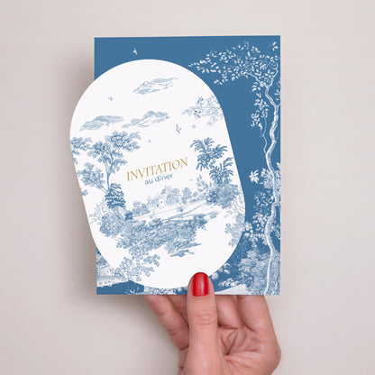 Faire-part Mariage bandeau, 2 cartes Les jardins bleus photo N° 2