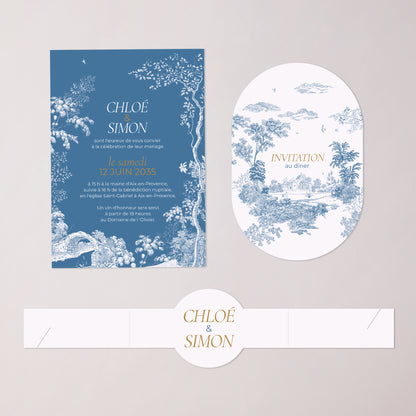 Faire-part Mariage bandeau, 2 cartes Les jardins bleus photo N° 3