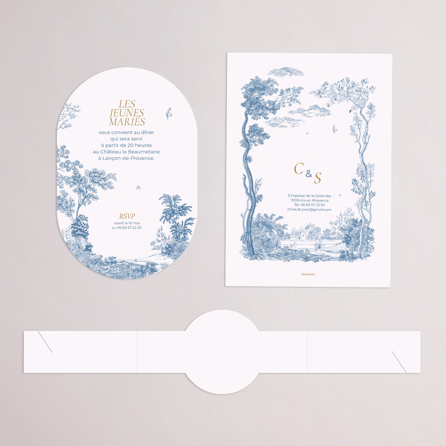 Faire-part Mariage bandeau, 2 cartes Les jardins bleus photo N° 4