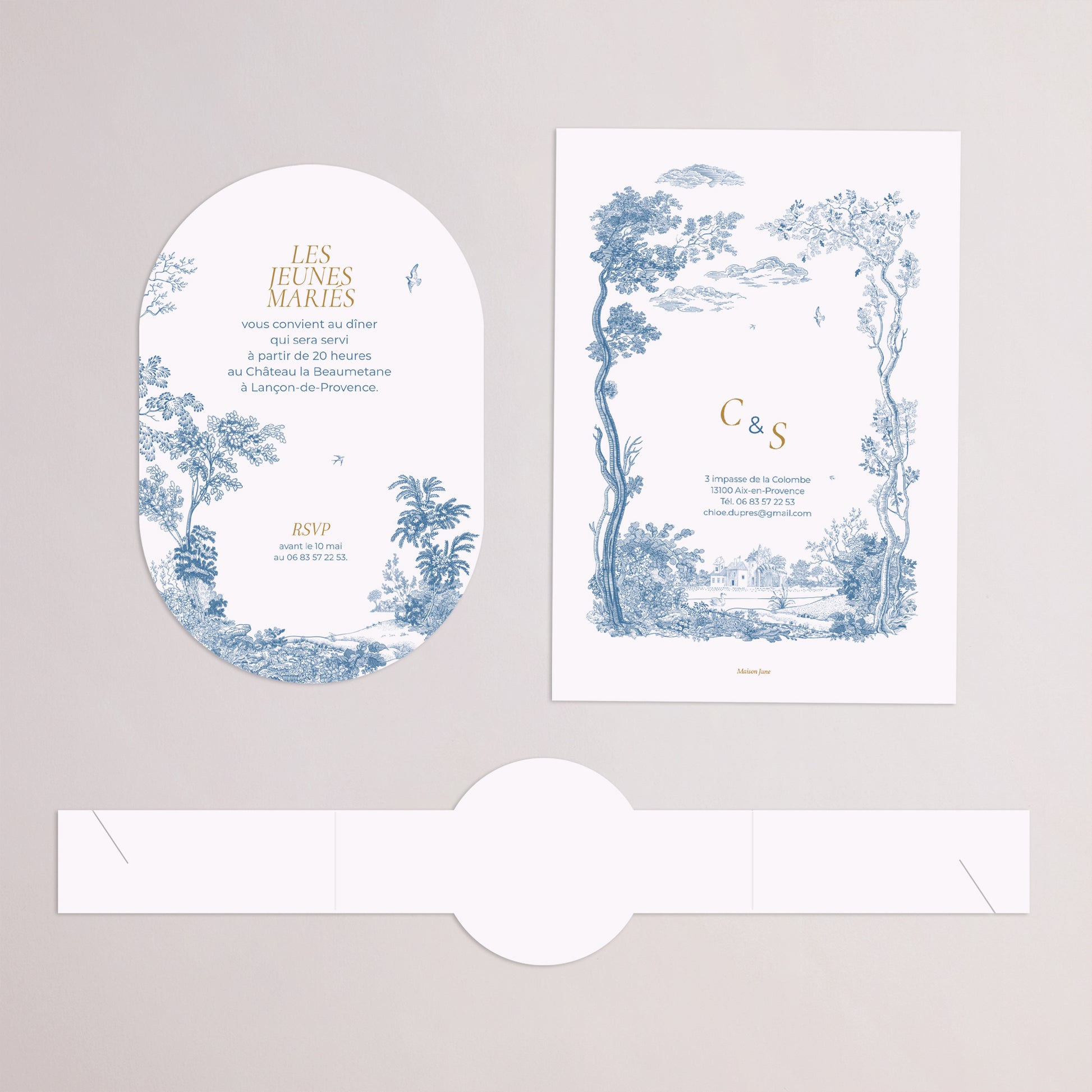 Faire-part Mariage bandeau, 2 cartes Les jardins bleus photo N° 4