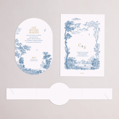 Faire-part Mariage bandeau, 2 cartes Les jardins bleus photo N° 4