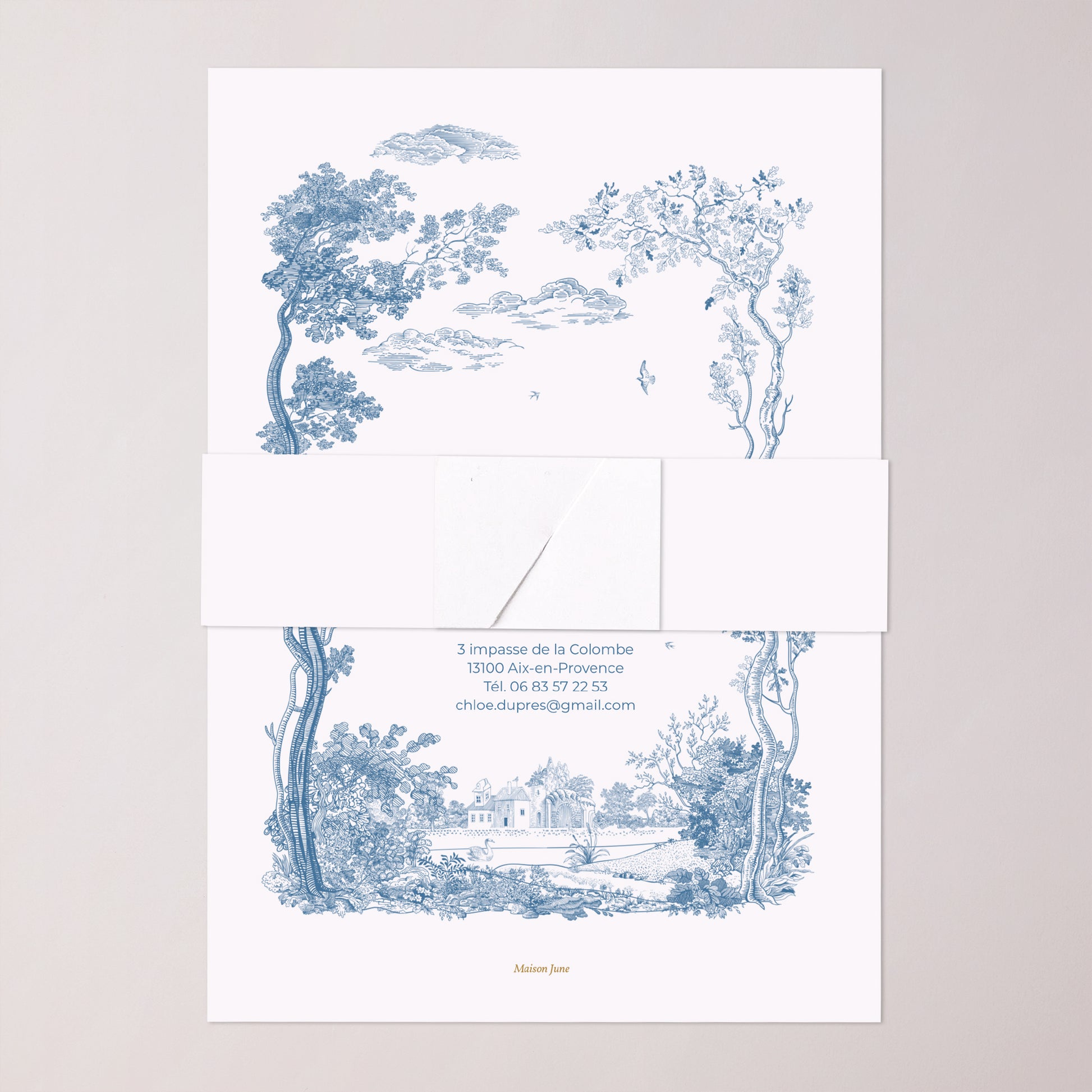 Faire-part Mariage bandeau, 2 cartes Les jardins bleus photo N° 5