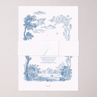 Faire-part Mariage bandeau, 2 cartes Les jardins bleus photo N° 5