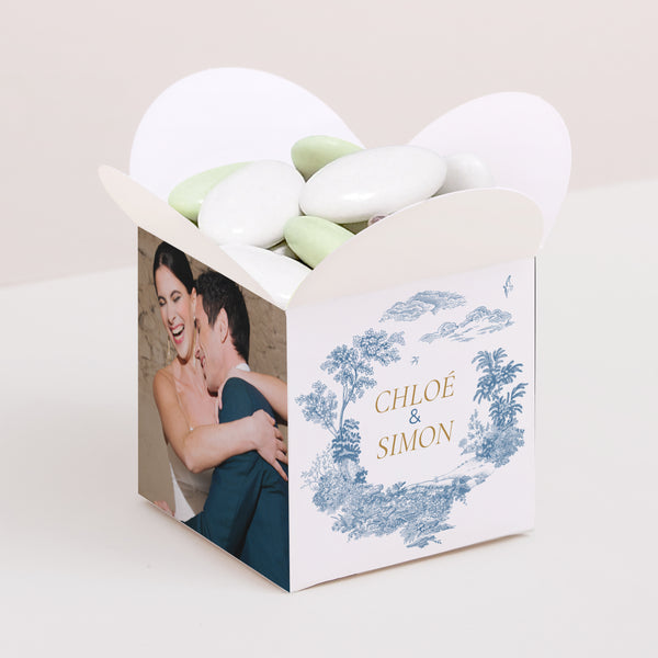 Boîte à dragées Mariage Ouverture papillon Les Jardins Bleus photo