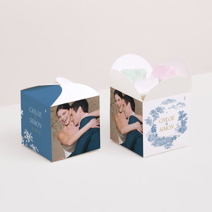 Boîte à dragées Mariage Ouverture papillon Les jardins bleus photo N° 2