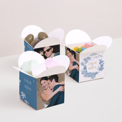 Boîte à dragées Mariage Ouverture papillon Les jardins bleus photo N° 3