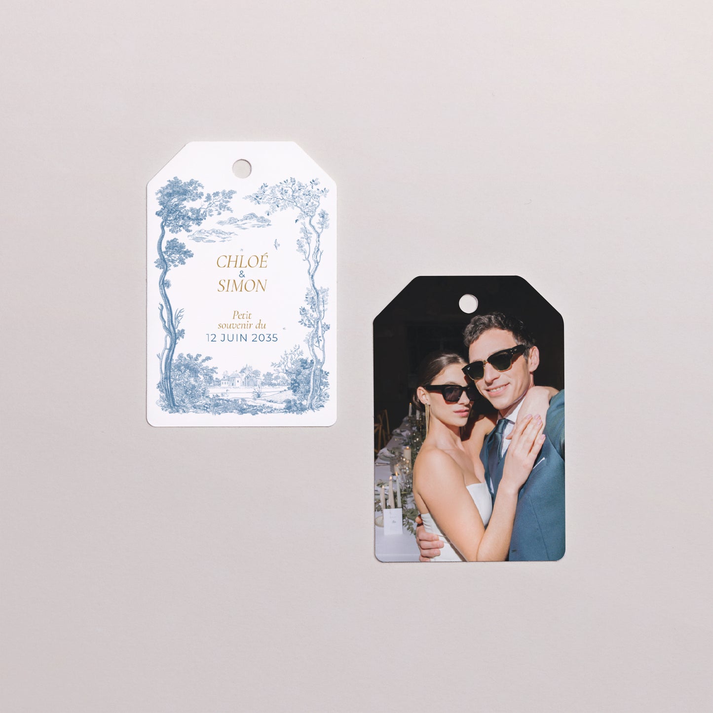 Etiquette perforée Mariage Fanion Les jardins bleus photo N° 1