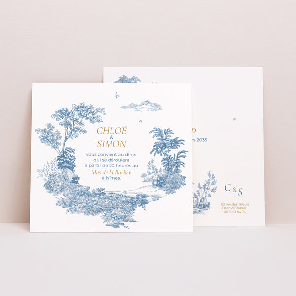 Invitations Mariage Carré Les Jardins Bleus photo