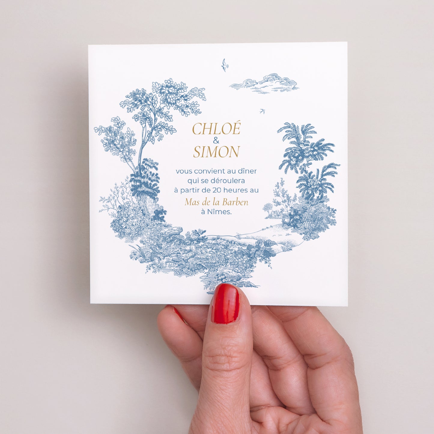 Invitations Mariage Carré Les jardins bleus photo N° 2