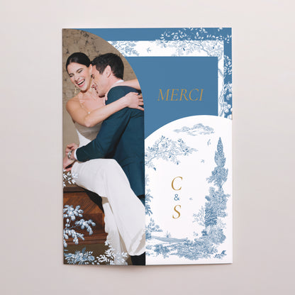 Remerciements Mariage Pochette 2 cartes Les jardins bleus photo N° 2