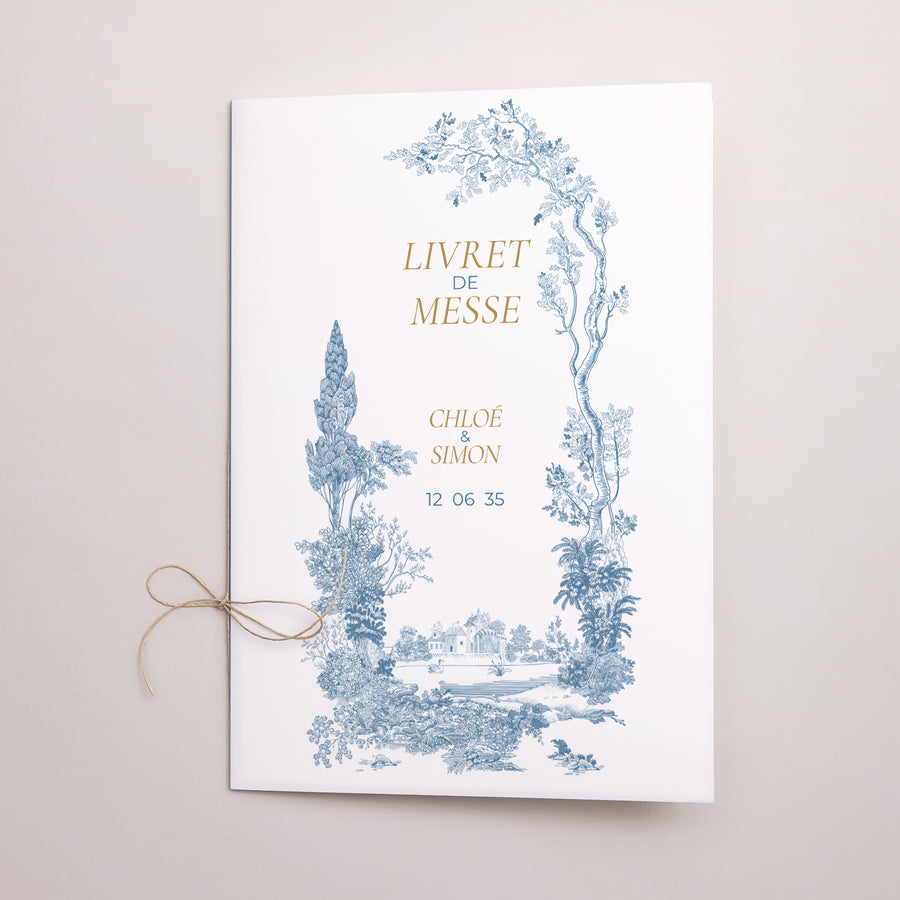 Livret de messe Mariage Double volet Les jardins bleus photo