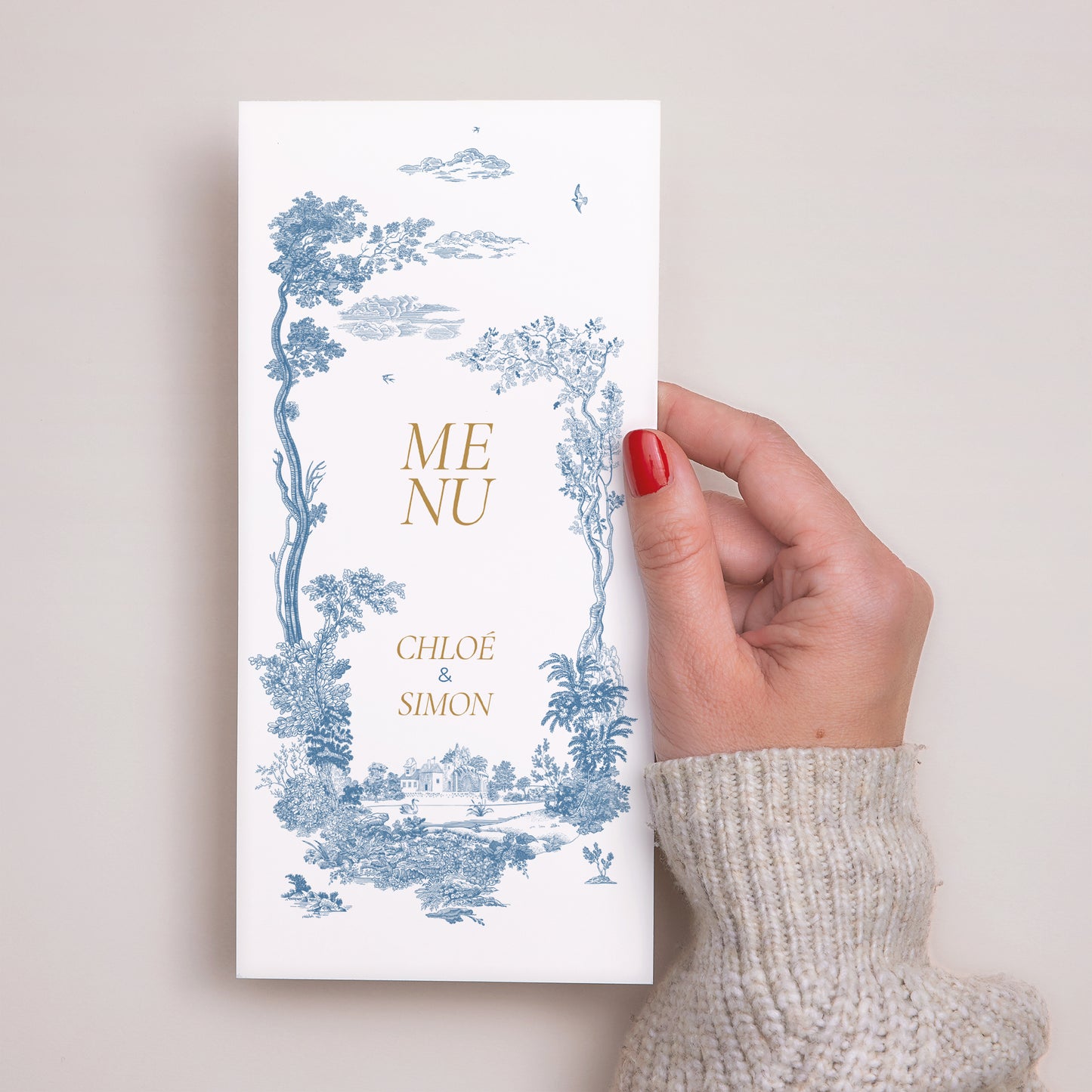 Menu Mariage Panoramique portrait Les jardins bleus photo N° 2