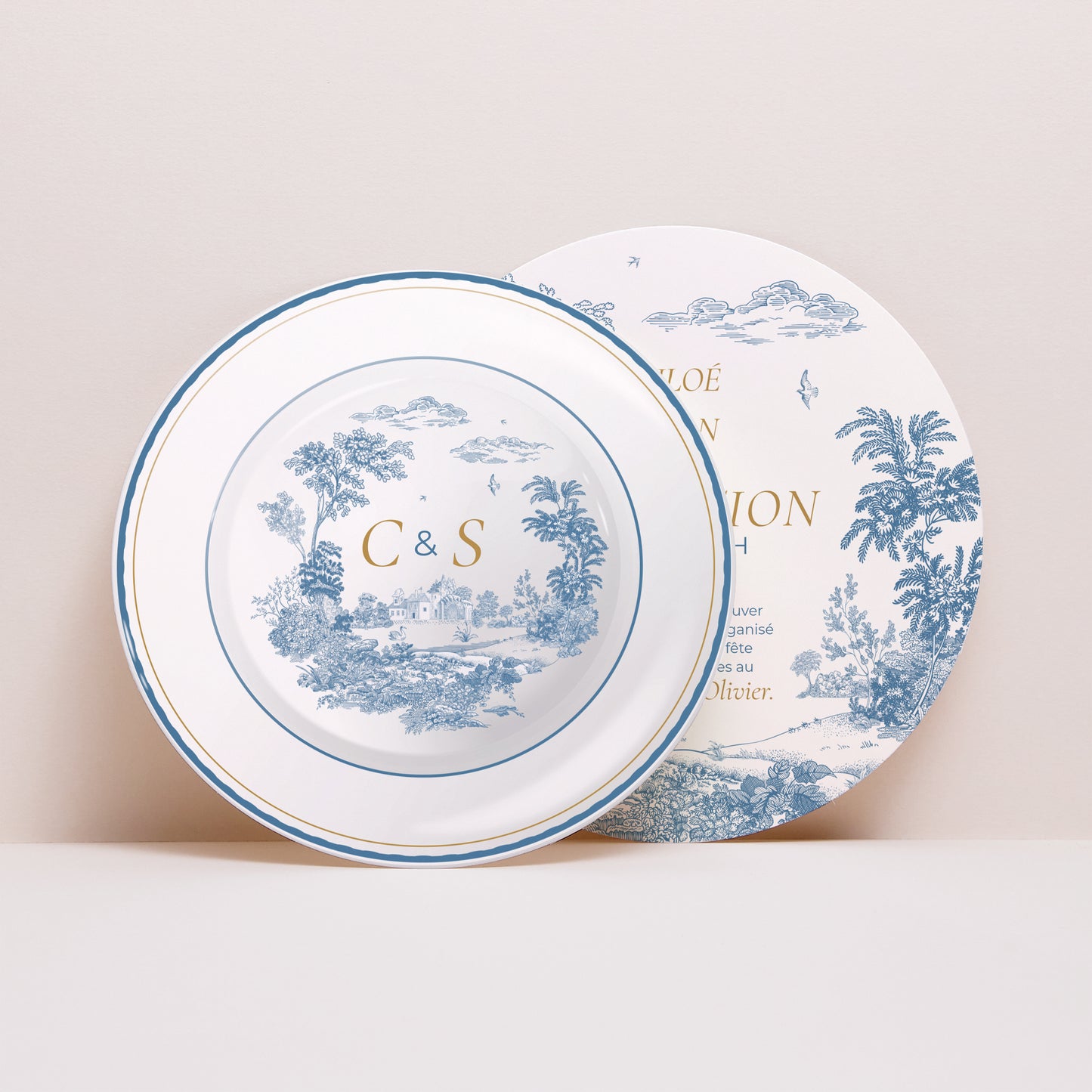 Invitations Mariage Rond Les jardins bleus photo N° 1