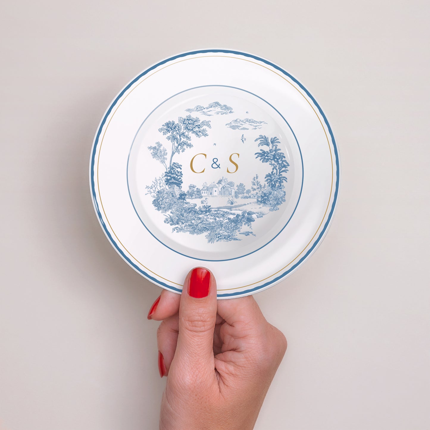 Invitations Mariage Rond Les jardins bleus photo N° 2