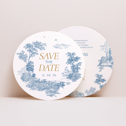 Save the date Mariage Rond Les jardins bleus photo N° 1