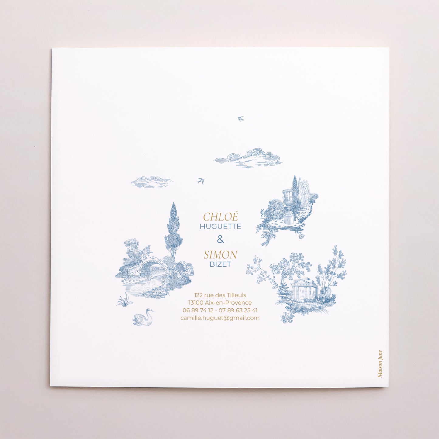 Faire-part Mariage Carré double volet Les jardins bleus photo N° 3