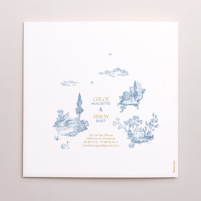 Faire-part Mariage Carré double volet Les jardins bleus photo N° 3