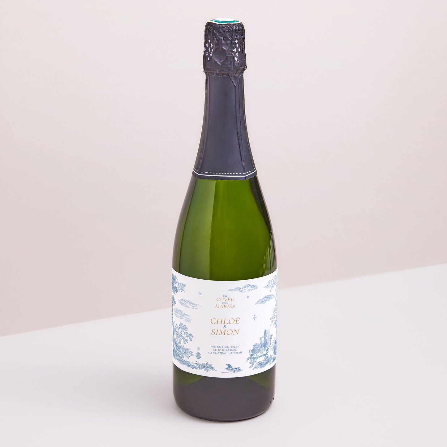 Etiquette bouteille Mariage Paysage Les jardins bleus photo N° 1