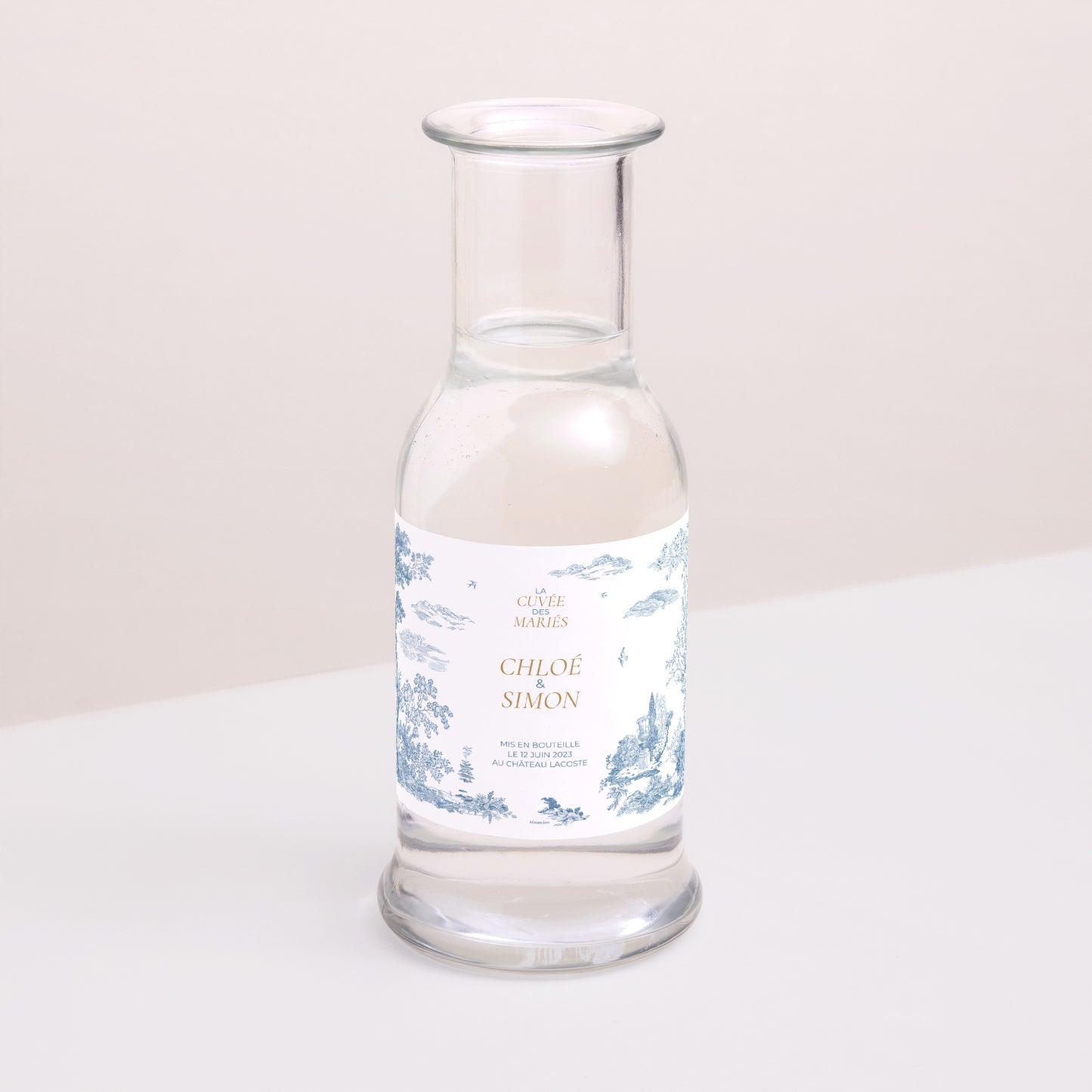 Etiquette bouteille Mariage Paysage Les jardins bleus photo N° 2