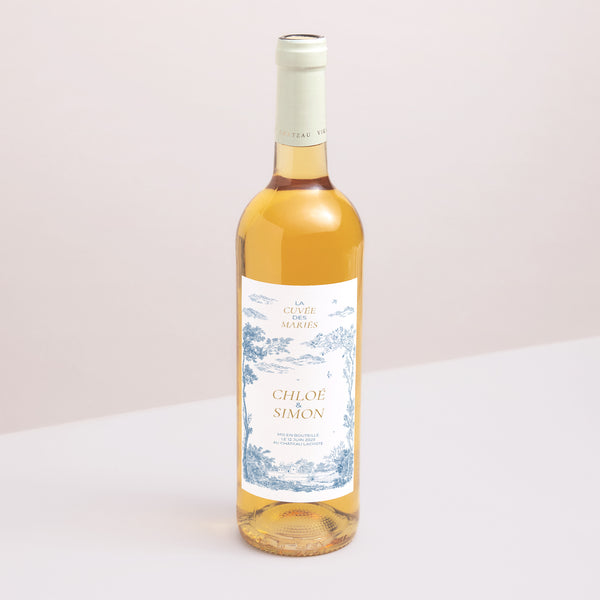 Etiquette bouteille Mariage Portrait Les Jardins Bleus photo