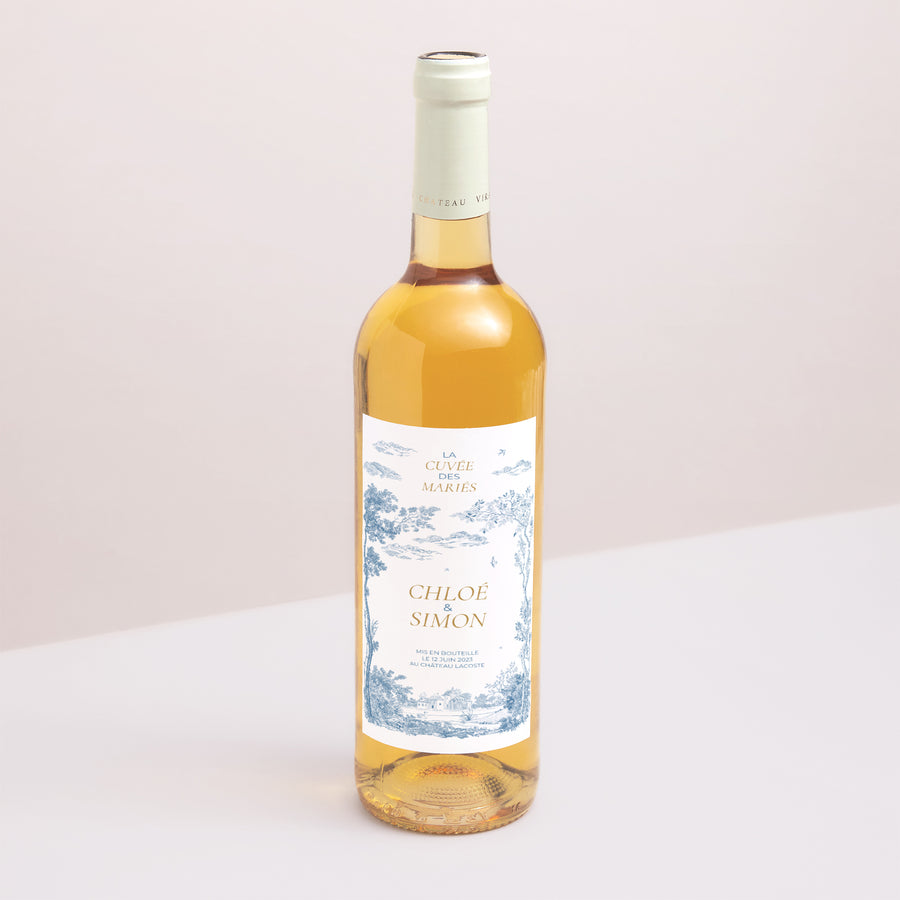 Etiquette bouteille Mariage Portrait Les jardins bleus photo