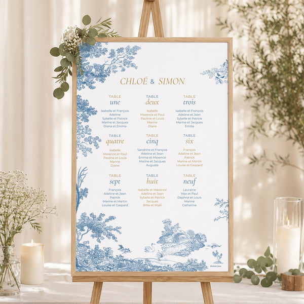 Plan de table Mariage Portrait 60 x 90 cm Les Jardins Bleus photo