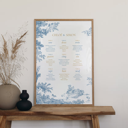 Plan de table Mariage Portrait 60 x 90 cm Les jardins bleus photo N° 2