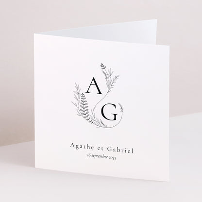 Faire-part Mariage Carré double volet Élégance Végétale photo N° 1